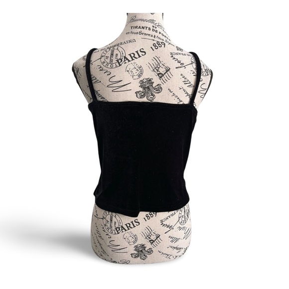 Gemilli Black Velvet Camisole – Stretch Velvet Tank Top Medium Large - Picture 2 of 3